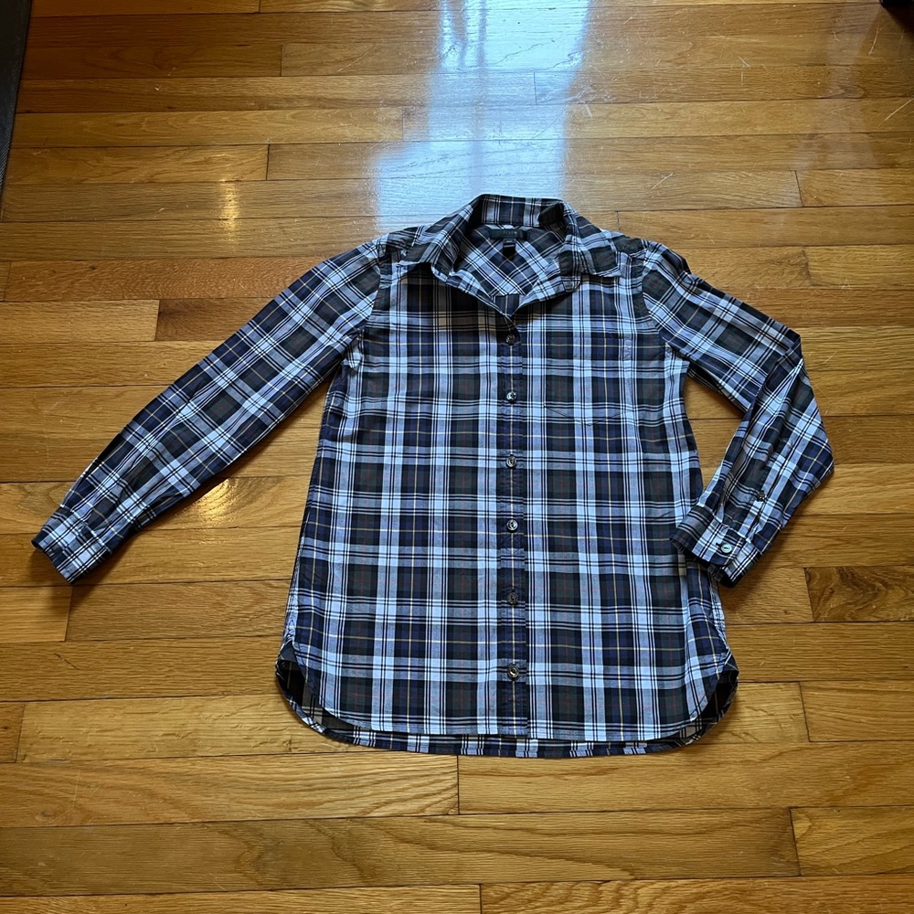 J. Crew plaid button down shirt top